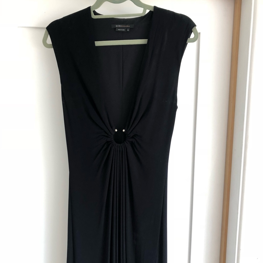 BCBG Black Deep V Elegant Floor Length Gown M